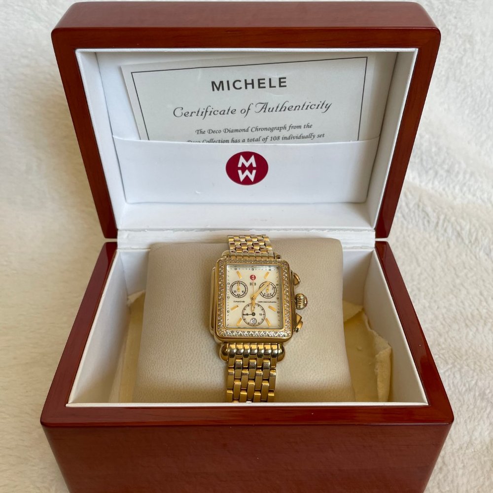 Michele Watch Gold Diamond Deco - Picture 5 of 6